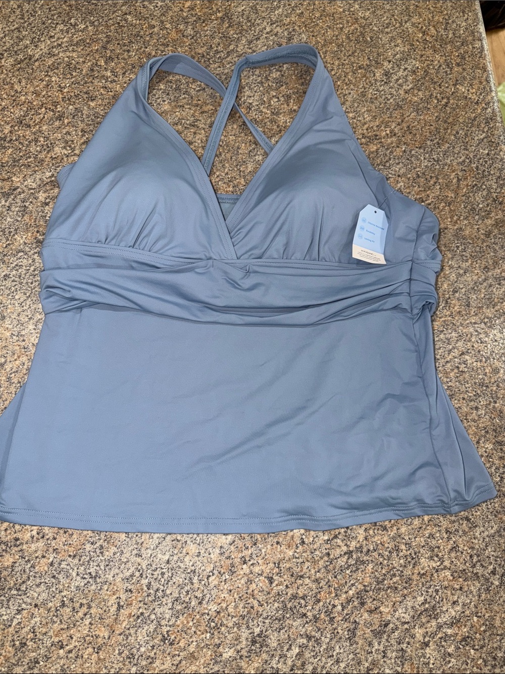 Lands End Dusk Sky Blue Tankini Top size large (14/16)